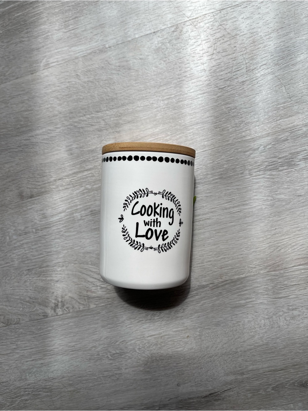 Ashland White Ceramic Kitchen Canister with Bamboo Lid